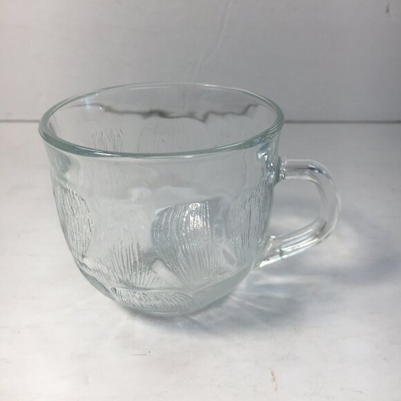 Arcoroc Fleur Punch Cup Set 6 Clear Glass Mugs Floral Design - Picture 3 of 7